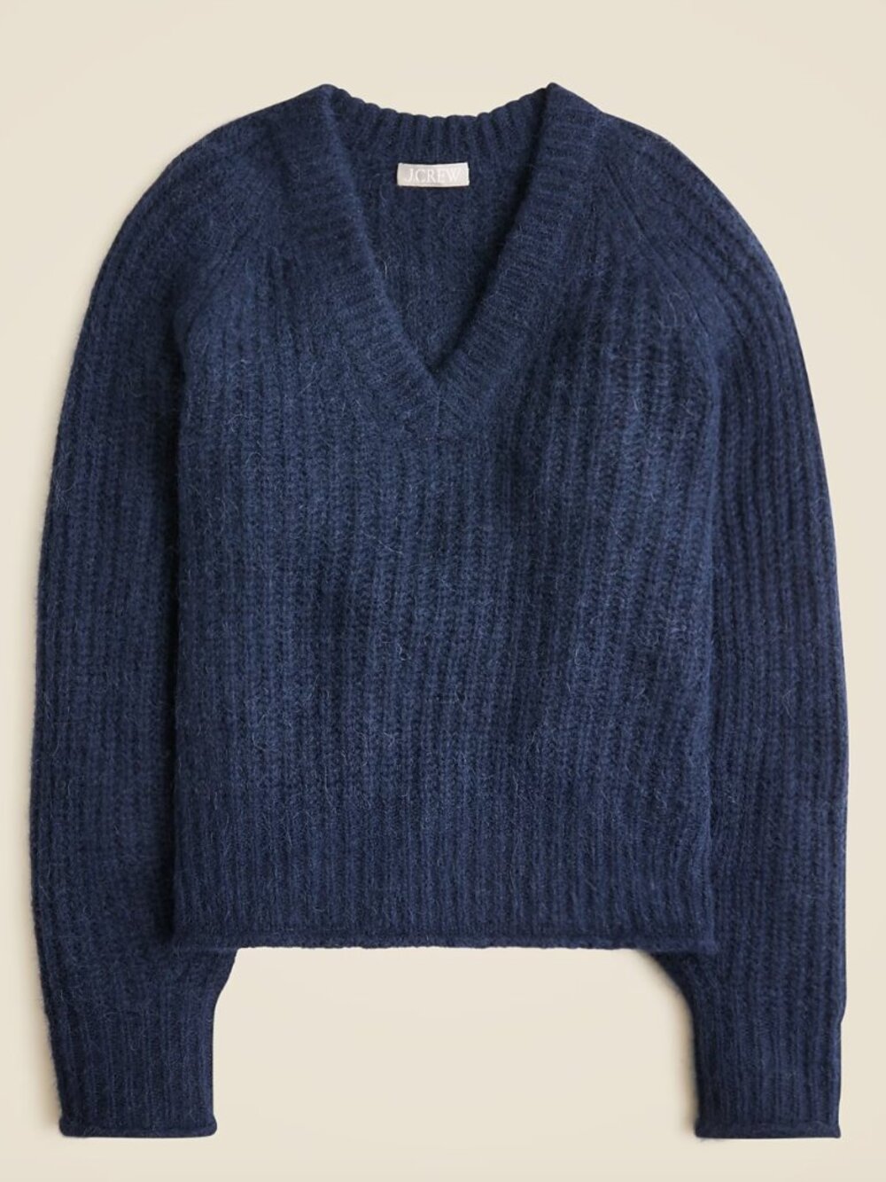 J.Crew Ribbed V-neck sweater in wool blend navy blue XS
